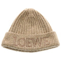 Loewe Knit Beanie Logo Embroidery Hat Beige