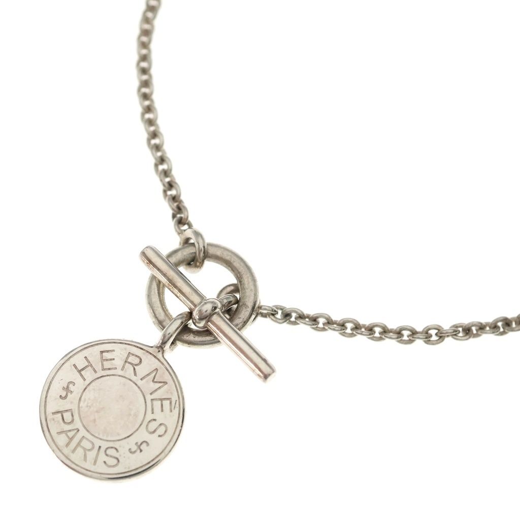 Hermes Sellier Necklace Amulet Series Coin Silver