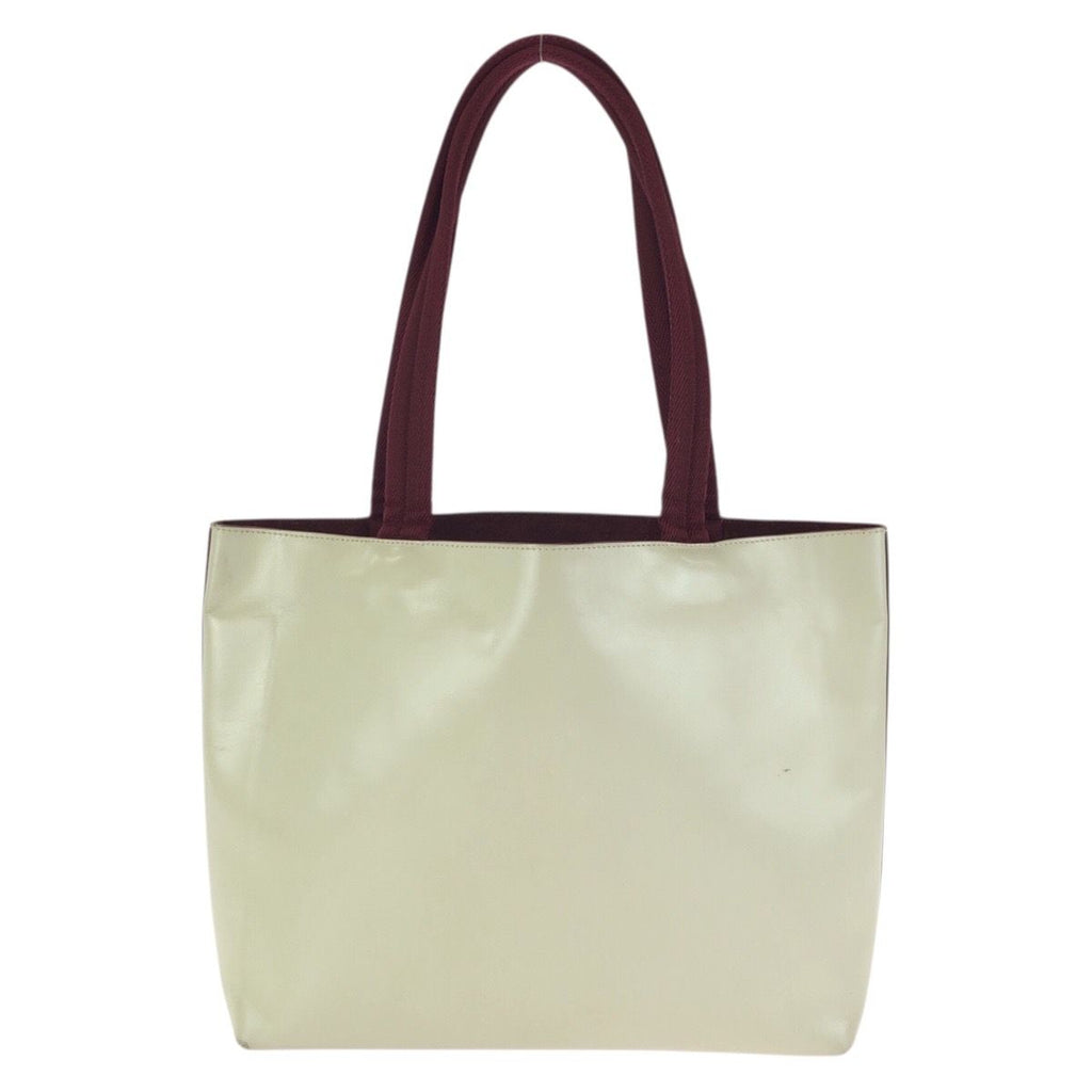 Prada Perforated Logo Light Beige Ivory Bordeaux Leather Shoulder Bag — view 2