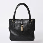 Gucci Guccissima Handbag New Jackie Leather Black Gold
