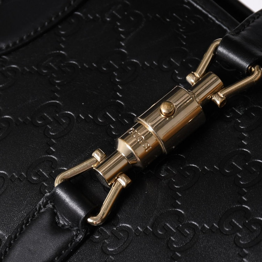 Gucci Guccissima Handbag New Jackie Leather Black Gold — view 6