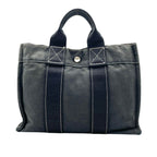 Hermes Tote Fourre Tout PM Canvas Navy Black Silver Mini Bag Vintage Classic — view 2