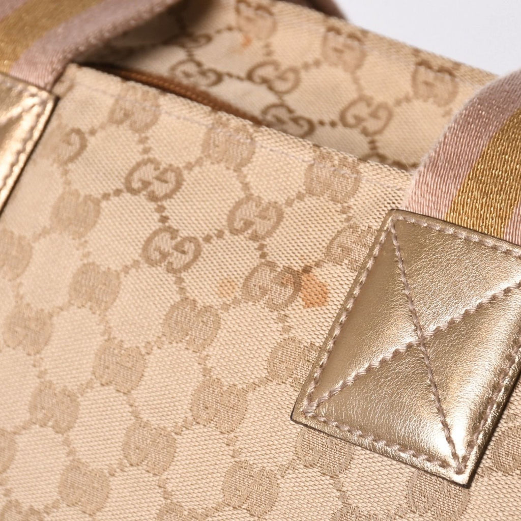 Gucci Tote Bag GG Canvas Beige Gold Blanc — view 4