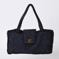 Chanel Shearling Bag CC Logo Nubuck Antique Gold