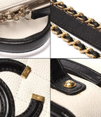 Chanel Chain Shoulder Bag Vanity Crossbody Gold Caviar Leather Quilted CC Logo — view 8