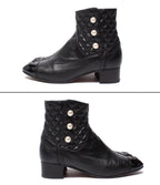 Chanel Short Boots Side Zipper Pearl Quilted Gold — view 2