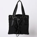 Saint Laurent Kahala Handbag Canvas Leather Black Logo Embroidery