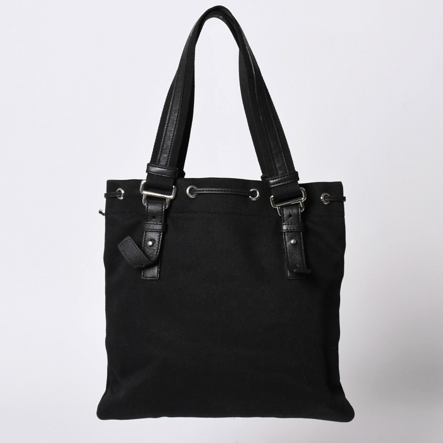 Saint Laurent Kahala Handbag Canvas Leather Black Logo Embroidery — view 2