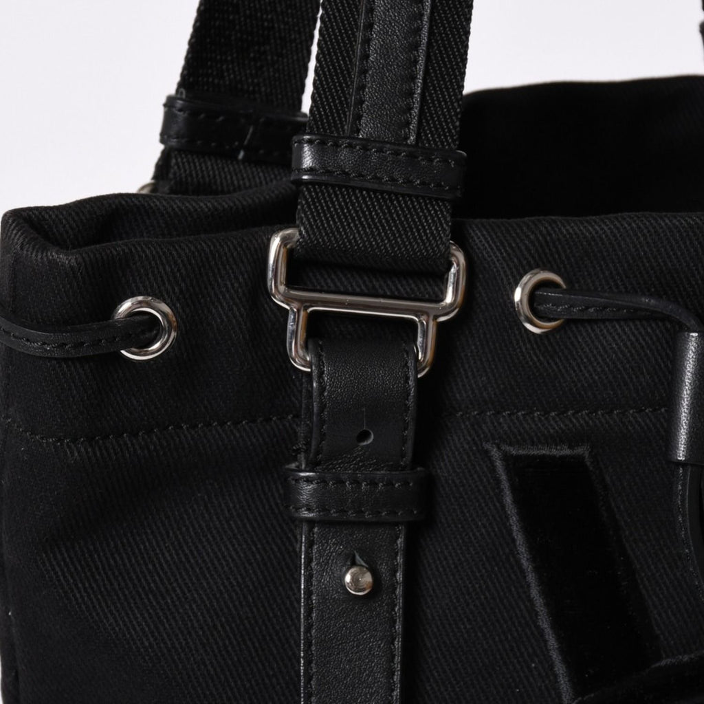 Saint Laurent Kahala Handbag Canvas Leather Black Logo Embroidery — view 4