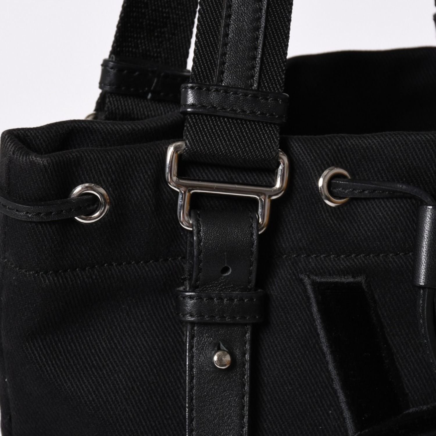 Saint Laurent Kahala Handbag Canvas Leather Black Logo Embroidery — view 4