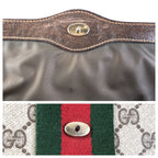 Gucci Vintage Sherry Line Gray Brown GG Supreme Canvas Leather Clutch — view 5