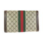 Gucci Vintage Sherry Line Gray Brown GG Supreme Canvas Leather Clutch — view 2