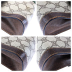 Gucci Vintage Sherry Line Gray Brown GG Supreme Canvas Leather Clutch — view 3