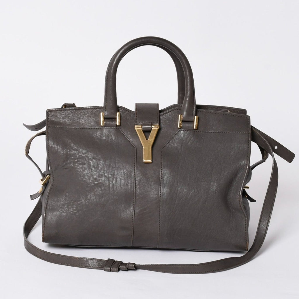 Saint Laurent Cabas Chic 2-Way Shoulder Bag Y-line Charcoal Gray Gold