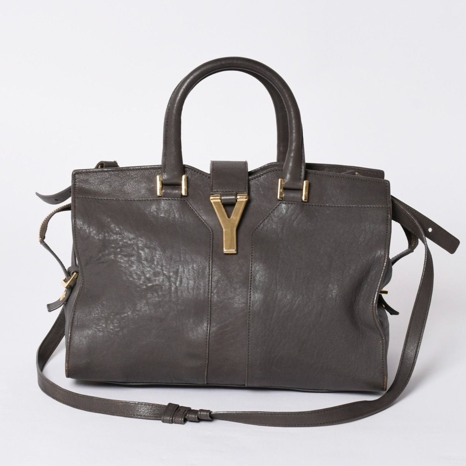 Saint Laurent Cabas Chic 2-Way Shoulder Bag Y-line Charcoal Gray Gold