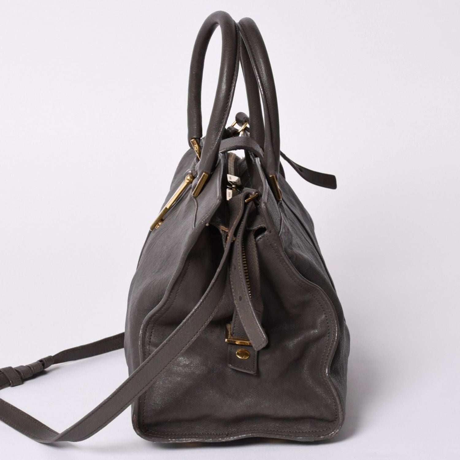 Saint Laurent Cabas Chic 2-Way Shoulder Bag Y-line Charcoal Gray Gold — view 4