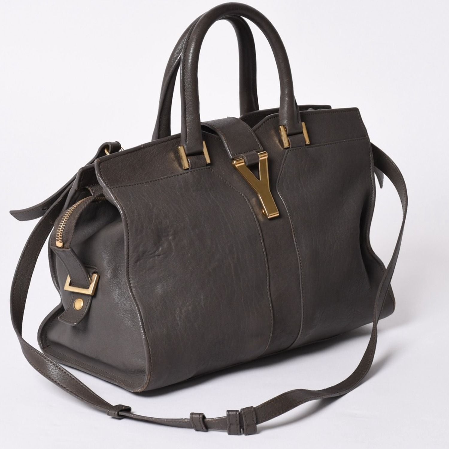 Saint Laurent Cabas Chic 2-Way Shoulder Bag Y-line Charcoal Gray Gold — view 3