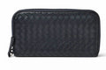 Bottega Veneta Wallet Zip Around Intrecciato Navy