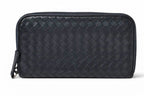 Bottega Veneta Wallet Zip Around Intrecciato Navy