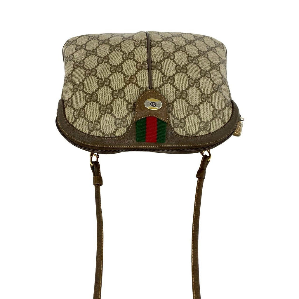 Gucci Vintage Sherry Line GG Logo Leather Shoulder Bag Pochette Brown — view 4