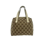 Gucci GG Canvas Pattern Leather Mini Boston Bag Tote Pouch Beige — view 3