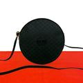 Gucci Vintage Micro GG Logo Leather Shoulder Bag Pochette Crossbody Black