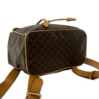 Celine Vintage Macadam Blason Triomphe Pattern Logo Ring Leather Backpack Brown — view 7