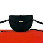 Saint Laurent Yves Vintage YSL Logo Leather Shoulder Bag Black