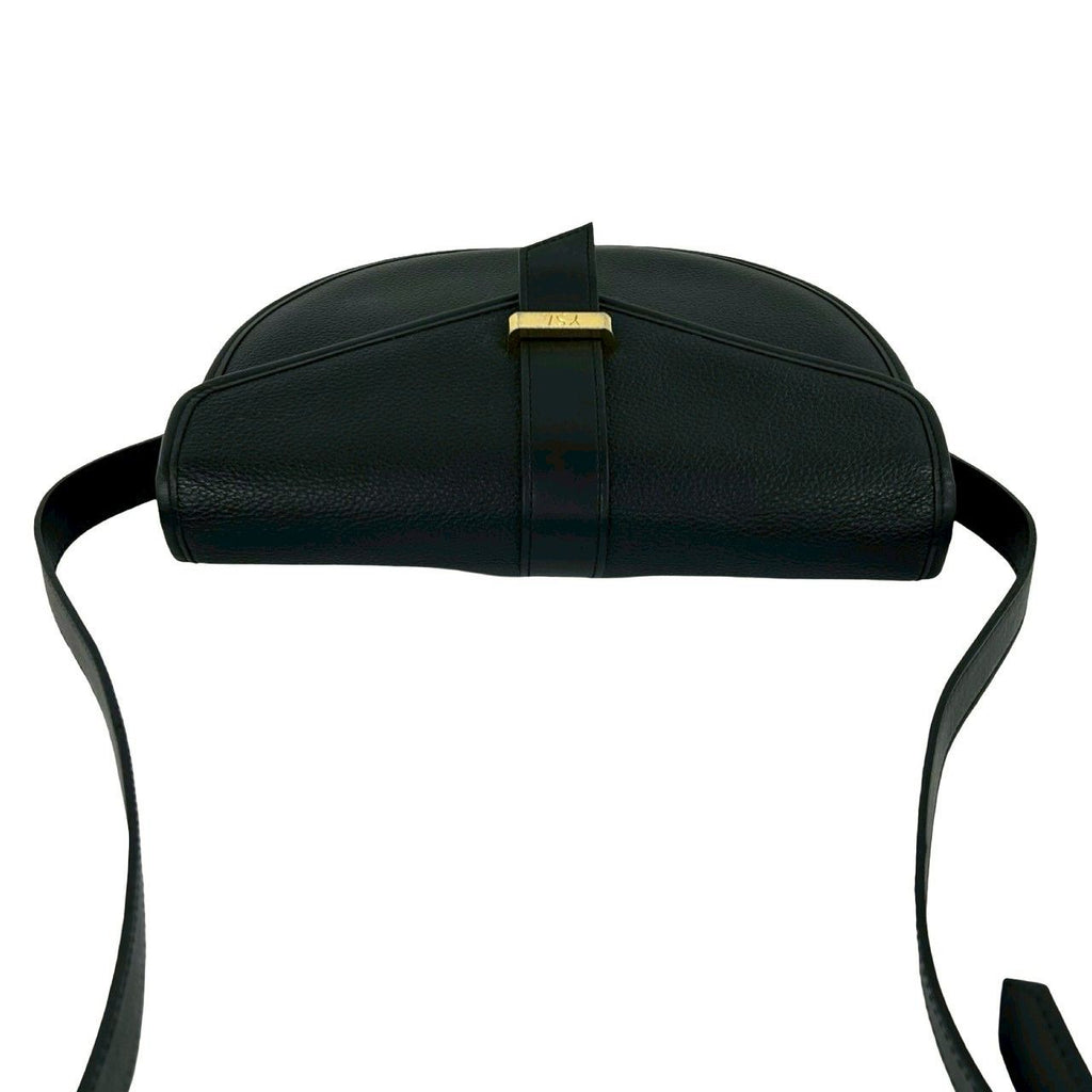 Saint Laurent Yves Vintage YSL Logo Leather Shoulder Bag Black — view 4