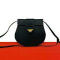 Saint Laurent Yves Vintage YSL Logo Leather Shoulder Bag Pochette Black