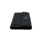 Prada Triangle Logo Saffiano Leather Trifold Wallet Bill Purse Coin Black — view 5