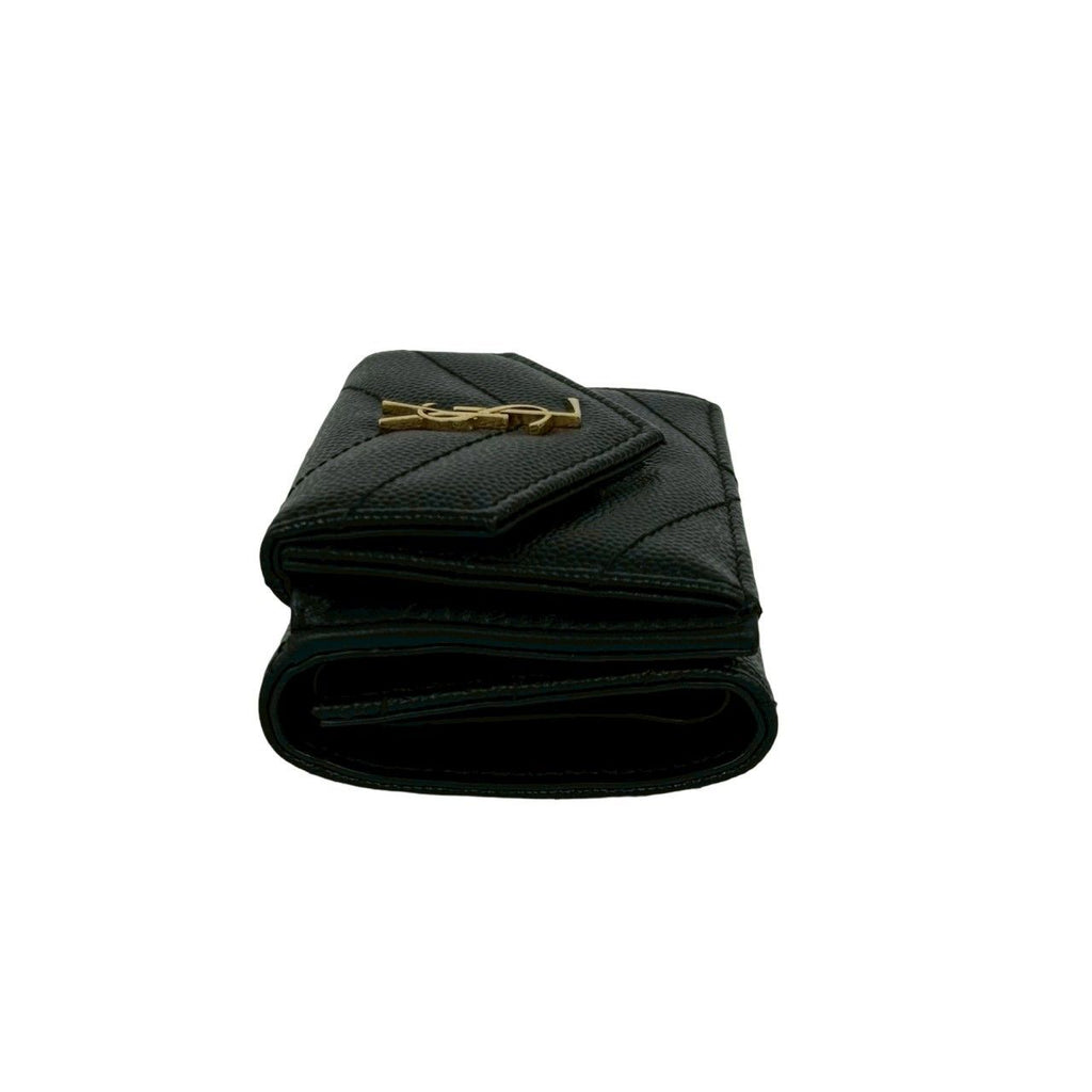 Saint Laurent Paris YSL Logo Leather Trifold Wallet Mini Black — view 5
