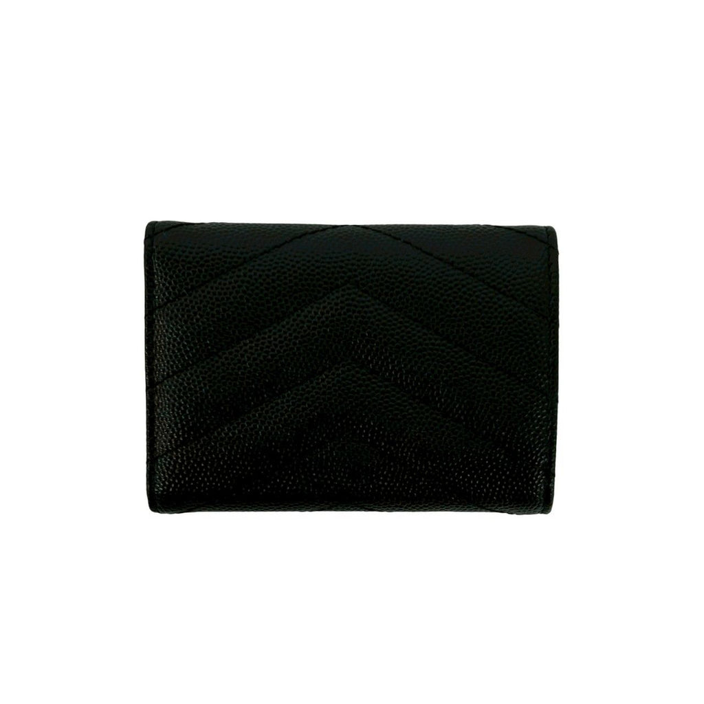 Saint Laurent Paris YSL Logo Leather Trifold Wallet Mini Black — view 2