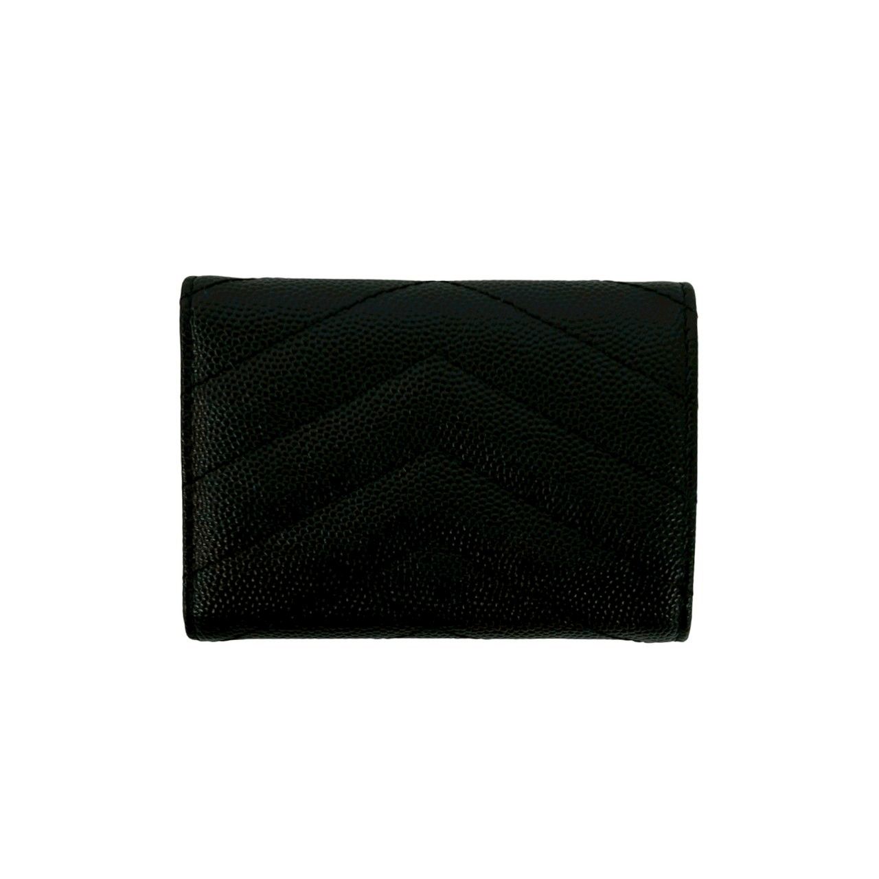 Saint Laurent Paris YSL Logo Leather Trifold Wallet Mini Black — view 2