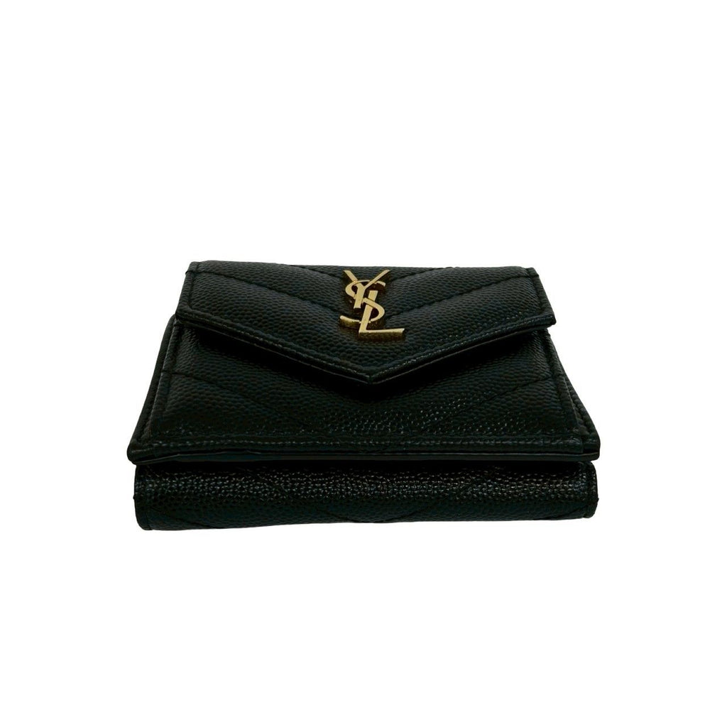 Saint Laurent Paris YSL Logo Leather Trifold Wallet Mini Black — view 6