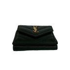 Saint Laurent Paris YSL Logo Leather Trifold Wallet Mini Black — view 6