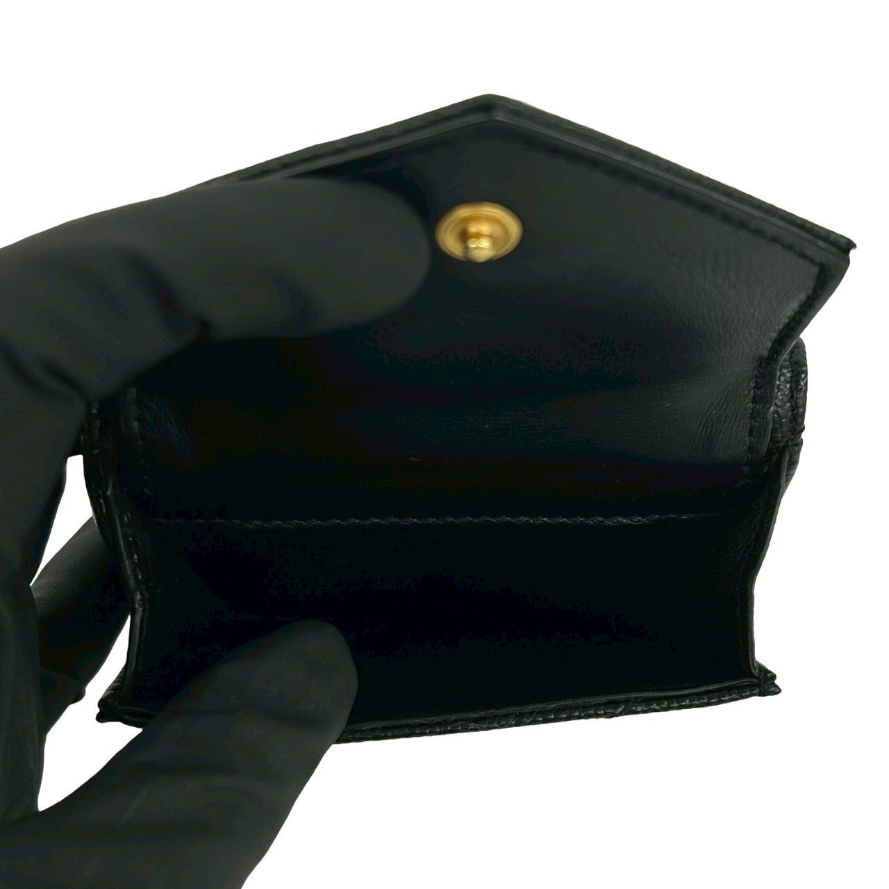 Saint Laurent Paris YSL Logo Leather Trifold Wallet Mini Black — view 9