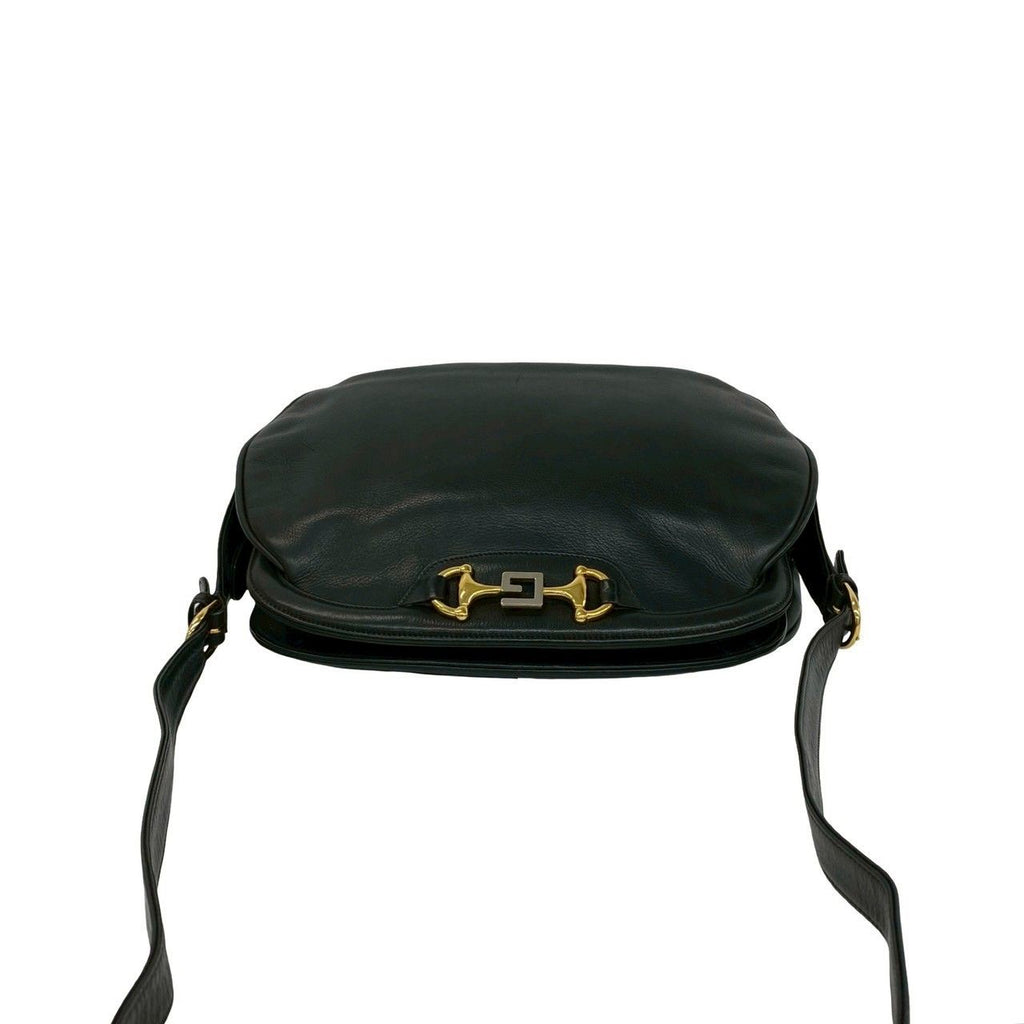 Gucci Vintage Horsebit Leather Shoulder Bag Pochette Black — view 4