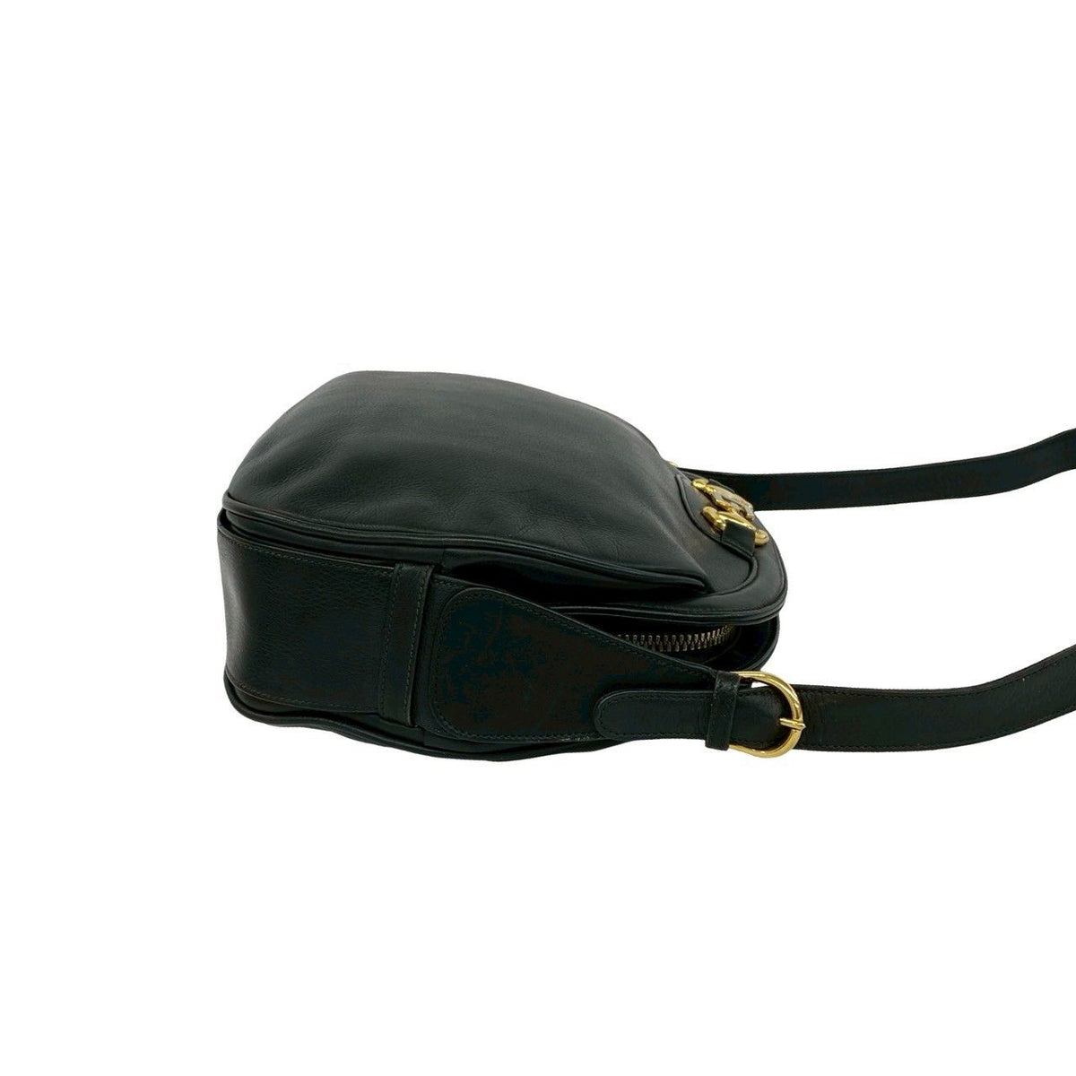Gucci Vintage Horsebit Leather Shoulder Bag Pochette Black — view 6