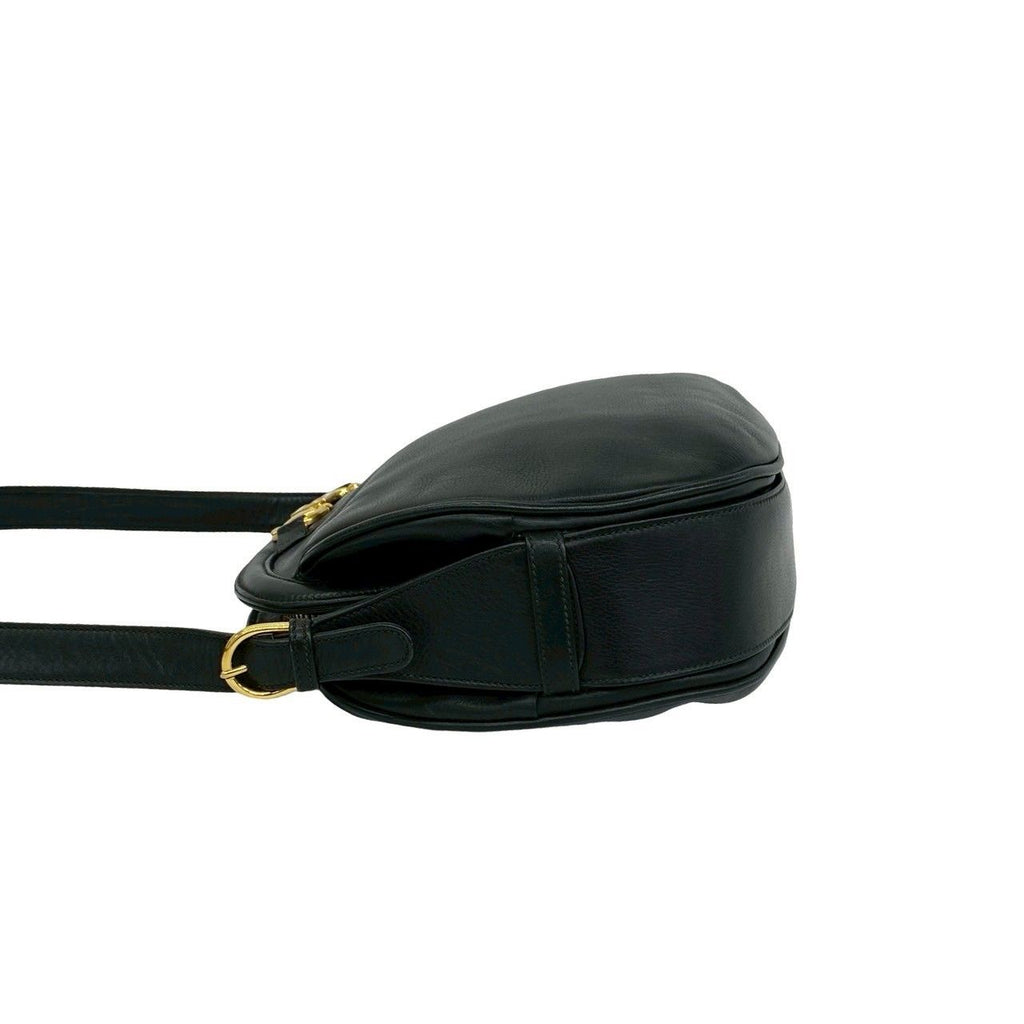 Gucci Vintage Horsebit Leather Shoulder Bag Pochette Black — view 5