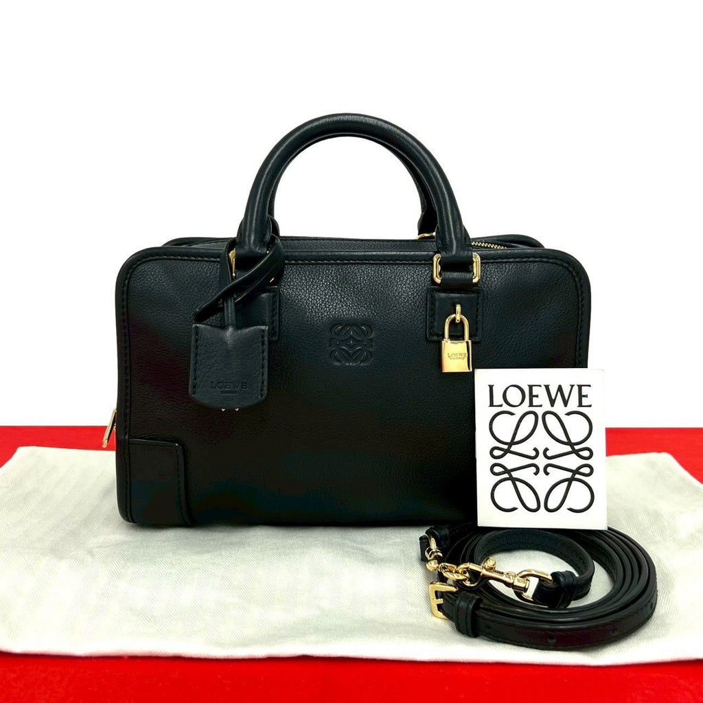 Loewe with Key Amazona 23 Anagram Logo Leather 2-Way Mini Boston Bag Black