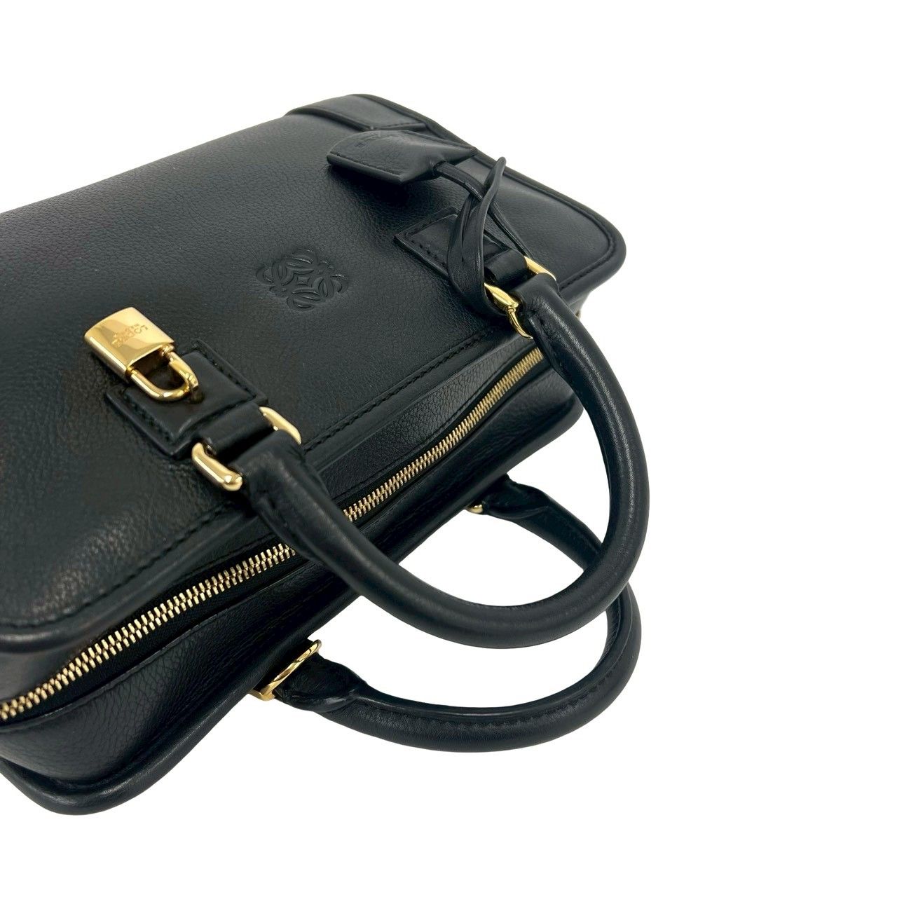 Loewe with Key Amazona 23 Anagram Logo Leather 2-Way Mini Boston Bag Black — view 4