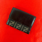 Fendi Vintage Zucca FF Pattern Canvas Leather Bifold Wallet Billfold Coin Purse