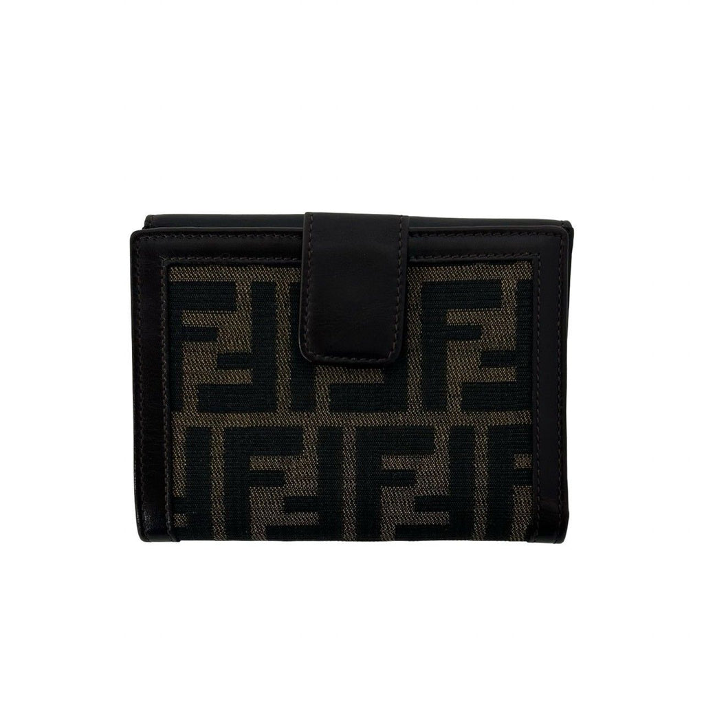 Fendi Vintage Zucca FF Pattern Canvas Leather Bifold Wallet Billfold Coin Purse — view 2