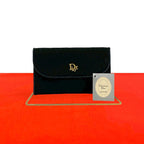 Dior Vintage Honeycomb Pattern Logo Nylon Leather Chain Shoulder Bag Black