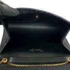 Dior Vintage Honeycomb Pattern Logo Nylon Leather Chain Shoulder Bag Black — view 9