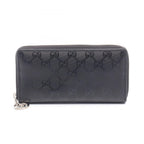 Gucci Round Wallet GG Supreme Black Canvas Leather