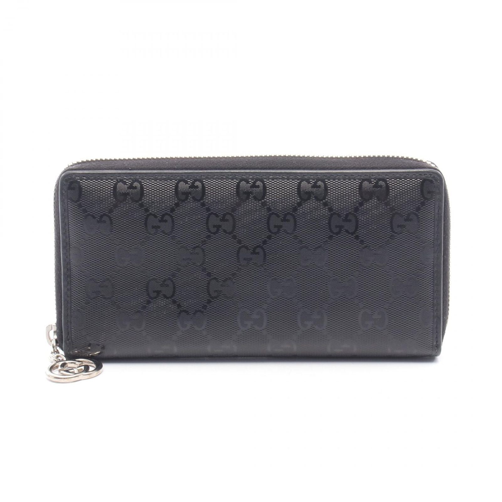 Gucci Round Wallet GG Supreme Black Canvas Leather