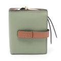 Loewe Bifold Wallet Anagram Compact Zip Green Brown Leather