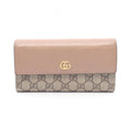 Gucci Bifold Wallet Petit Marmont Continental Pink Beige Leather GG
